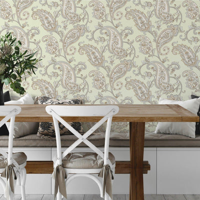 Green Luxury Paisley Deep Embossed Wallpaper, Traditional Rich Textured Wallcovering - Adawall -Houston Wallpaper Store - Walcoverings, Curtains & Wall Panels