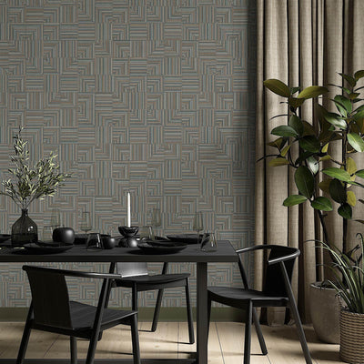 Green Modern Geometric Shapes Wallpaper, Embossed Rich Textured Contemporary Wallcovering - Adawall -Houston Wallpaper Store - Walcoverings, Curtains & Wall Panels