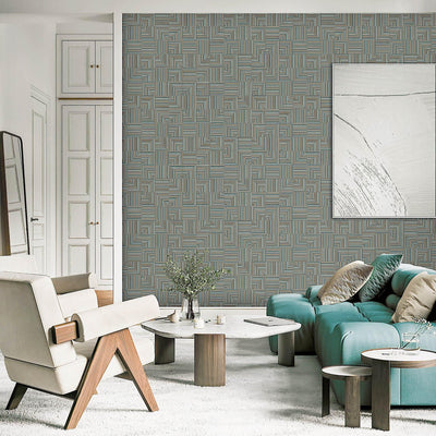 Green Modern Geometric Shapes Wallpaper, Embossed Rich Textured Contemporary Wallcovering - Adawall -Houston Wallpaper Store - Walcoverings, Curtains & Wall Panels