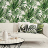 Green Palm Trees Embossed Wallpaper, Rich Textured Wallcovering, Large 114 sq ft Roll, Washable, Sturdy, Plants Leaves, Green Wall Decor - Walloro High End Wallcoverings & More