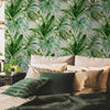 Green Palm Trees Embossed Wallpaper, Rich Textured Wallcovering, Large 114 sq ft Roll, Washable, Sturdy, Plants Leaves Wallpaper, Wall Decor - Walloro High End Wallcoverings & More