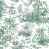 Green Tropical Toile Textured Wallpaper, Stylish Plants Animals Jungle Forest Theme Wallcovering - Adawall -Houston Wallpaper Store - Walcoverings, Curtains & Wall Panels