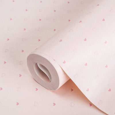 Hearts Girls' Room Textured Wallpaper, Light Pink , Girls Bedroom Wallpaper, Nursery Wallpaper, 114 sq ft, Kids Bathroom Wallpaper, Washable - Adawall -Houston Wallpaper Store - Walcoverings, Curtains & Wall Panels