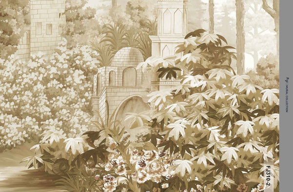 India Scene Wallpaper, Beige Vintage Historical Indian Wall Mural, Tropical, Custom Size Wall Covering, Non-Woven, Non-Adhesive, Removable, Durable - Adawall -Houston Wallpaper Store - Walcoverings, Curtains & Wall Panels