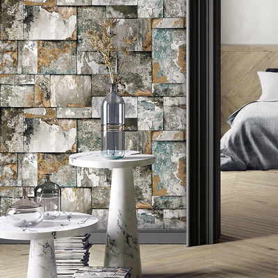 Industrial Rusted Stone Metallic Wallpaper, Realistic 3D Embossed Wall Decor, Industrial Aesthetic Wallcovering - Adawall -Houston Wallpaper Store - Walcoverings, Curtains & Wall Panels