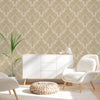 Italian Damask Embossed Wallpaper, Beige, Yellow Sparkling Neutral Colors Luxury Wallcovering, 3D Textured, Non-Woven, Non-Pasted - Adawall -Houston Wallpaper Store - Walcoverings, Curtains & Wall Panels