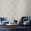 Italian Damask Embossed Wallpaper, Light Gray Sparkling Neutral Colors Luxury Wallcovering, 3D Textured, Non-Woven, Non-Pasted - Adawall -Houston Wallpaper Store - Walcoverings, Curtains & Wall Panels