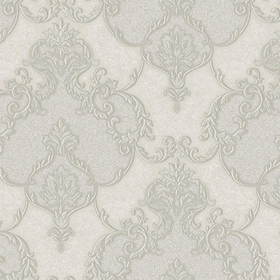 Italian Damask Embossed Wallpaper, Light Gray Sparkling Neutral Colors Luxury Wallcovering, 3D Textured, Non-Woven, Non-Pasted - Adawall -Houston Wallpaper Store - Walcoverings, Curtains & Wall Panels