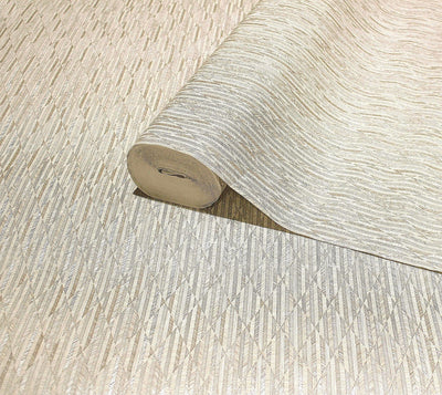 Ivory Diamond Shapes Wallpaper, Shiny 3D Deep Embossed Lines Stylish Modern Wallcovering - Adawall -Houston Wallpaper Store - Walcoverings, Curtains & Wall Panels