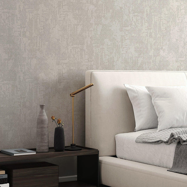 Ivory Distressed Solid Color Wallpaper, 3D Embossed Shiny Wallcovering, Weathered Effect - Adawall -Houston Wallpaper Store - Walcoverings, Curtains & Wall Panels
