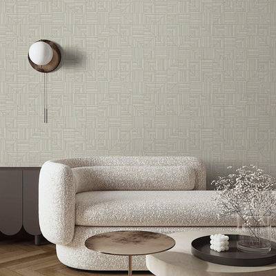 Ivory Modern Geometric Shapes Wallpaper, Embossed Rich Textured Contemporary Wallcovering - Adawall -Houston Wallpaper Store - Walcoverings, Curtains & Wall Panels