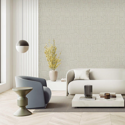 Ivory Modern Geometric Shapes Wallpaper, Embossed Rich Textured Contemporary Wallcovering - Adawall -Houston Wallpaper Store - Walcoverings, Curtains & Wall Panels