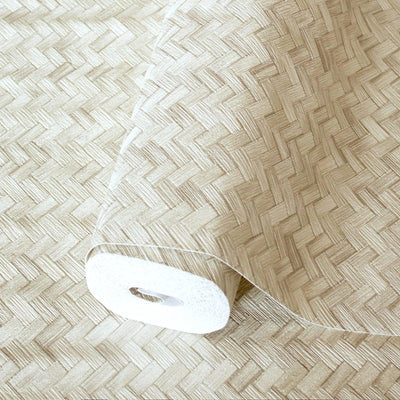 Jute Basket Weave Chevron Wallpaper, Beige 3D Deep Embossed Non-Woven Braided Geometric Pattern - Adawall -Houston Wallpaper Store - Walcoverings, Curtains & Wall Panels