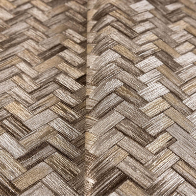 Jute Basket Weave Chevron Wallpaper, Brown 3D Deep Embossed Non-Woven Braided Geometric Pattern - Adawall -Houston Wallpaper Store - Walcoverings, Curtains & Wall Panels