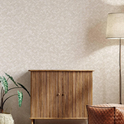 Jute Basket Weave Chevron Wallpaper, Cream 3D Deep Embossed Non-Woven Braided Geometric Pattern - Adawall -Houston Wallpaper Store - Walcoverings, Curtains & Wall Panels