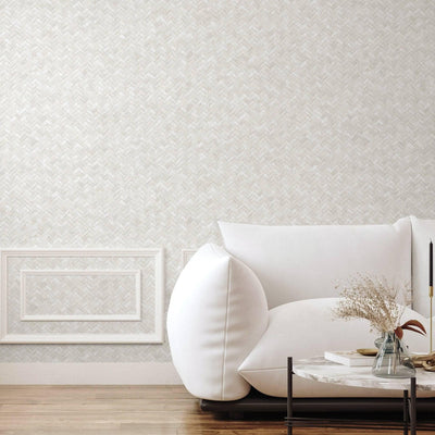 Jute Basket Weave Chevron Wallpaper, Ivory 3D Deep Embossed Non-Woven Braided Geometric Pattern - Adawall -Houston Wallpaper Store - Walcoverings, Curtains & Wall Panels