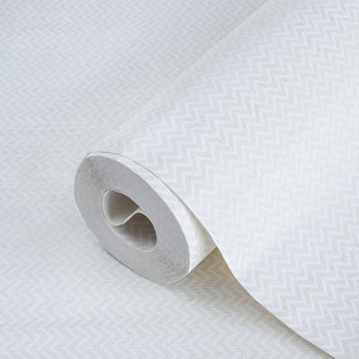 Kids Room Chevron Textured Wallpaper, White, Ivory, Boys Girls Bedroom Wallpaper, Nursery Wallpaper, 114 sq ft Roll, Kids Bathroom, Washable - Adawall -Houston Wallpaper Store - Walcoverings, Curtains & Wall Panels