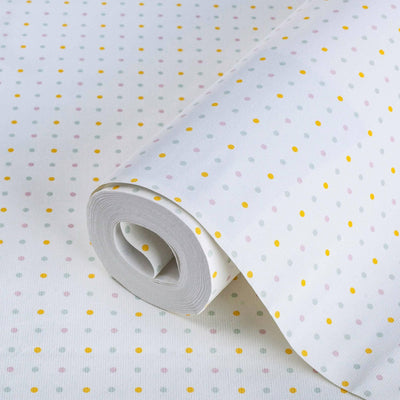 Kids Room Polka Dots Textured Wallpaper, Yellow, White, Boys Girls Bedroom Wallpaper, Nursery Wallpaper, 114 sq ft, Kids Bathroom Wallpaper - Adawall -Houston Wallpaper Store - Walcoverings, Curtains & Wall Panels