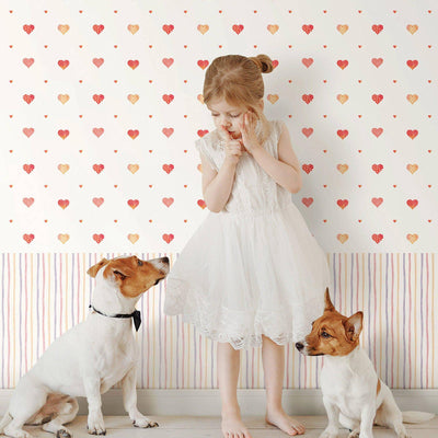 Kids Room Textured Wallpaper, Striped Wallpaper, Girls Boys Bedroom Wall Paper, Nursery Wallcovering, 114 sq ft, Colorful, Washable, Durable - Adawall -Houston Wallpaper Store - Walcoverings, Curtains & Wall Panels