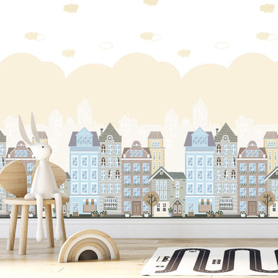 Kids Room Wallpaper, Textured Wallpaper, Apartments Cityscape Scene Boys Girls Bedroom Wall Paper, Nursery Wallcovering, 114 sq ft, Unisex - Adawall -Houston Wallpaper Store - Walcoverings, Curtains & Wall Panels