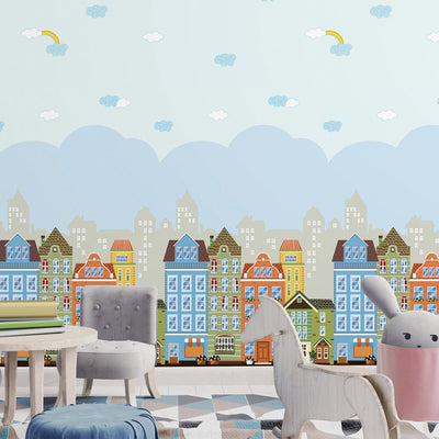 Kids Room Wallpaper, Textured Wallpaper, Apartments Cityscape Theme Boys Girls Bedroom Wall Paper, Nursery Wallcovering, 114 sq ft, Unisex - Adawall -Houston Wallpaper Store - Walcoverings, Curtains & Wall Panels