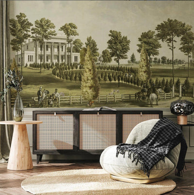 Landscape Scenic Wallpaper, Historical European Wall Mural, Green Custom Size Wall Covering, Non-Woven, Non-Adhesive, Removable, Washable - Adawall -Houston Wallpaper Store - Walcoverings, Curtains & Wall Panels