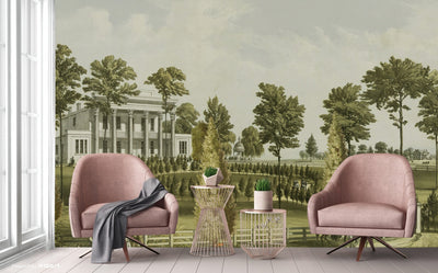 Landscape Scenic Wallpaper, Historical European Wall Mural, Green Custom Size Wall Covering, Non-Woven, Non-Adhesive, Removable, Washable - Adawall -Houston Wallpaper Store - Walcoverings, Curtains & Wall Panels
