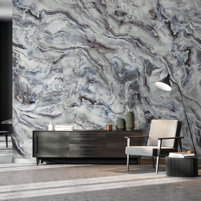 Large Marble Wall Mural, Marbled Wall Paper, Oversized Silver Wall Art, Non-Woven, Non-Pasted, Removable, Large Abstract Wall Print Art - Adawall -Houston Wallpaper Store - Walcoverings, Curtains & Wall Panels