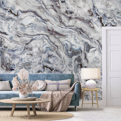 Large Marble Wall Mural, Marbled Wall Paper, Oversized Silver Wall Art, Non-Woven, Non-Pasted, Removable, Large Abstract Wall Print Art - Adawall -Houston Wallpaper Store - Walcoverings, Curtains & Wall Panels