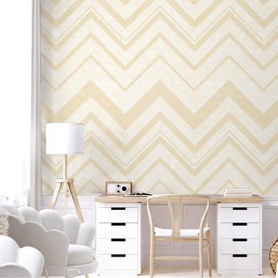 Large Modern Chevron 3D Embossed Wallpaper, Cream Modern Rich Textured Wallcovering, Non-Pasted, Large 114 sq ft Roll - Adawall -Houston Wallpaper Store - Walcoverings, Curtains & Wall Panels
