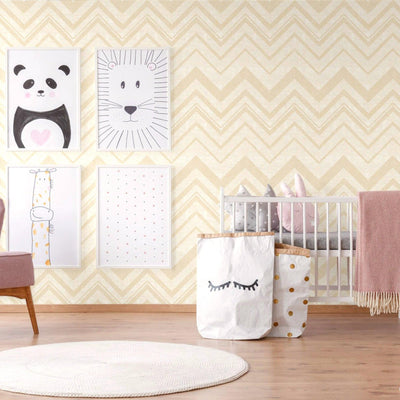 Large Modern Chevron 3D Embossed Wallpaper, Cream Modern Rich Textured Wallcovering, Non-Pasted, Large 114 sq ft Roll - Adawall -Houston Wallpaper Store - Walcoverings, Curtains & Wall Panels