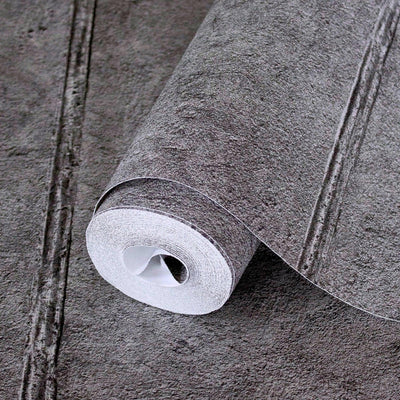 Large Stone Textured Realistic Wallpaper, Dark Gray Non-Adhesive Non-Woven Wallcovering, Large 114 sq ft Roll - Adawall -Houston Wallpaper Store - Walcoverings, Curtains & Wall Panels