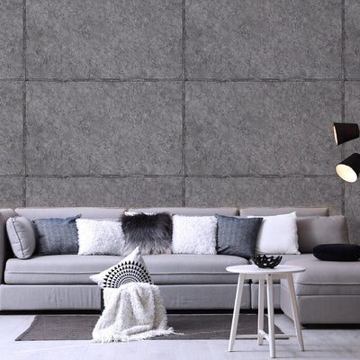 Large Stone Textured Realistic Wallpaper, Dark Gray Non-Adhesive Non-Woven Wallcovering, Large 114 sq ft Roll - Adawall -Houston Wallpaper Store - Walcoverings, Curtains & Wall Panels