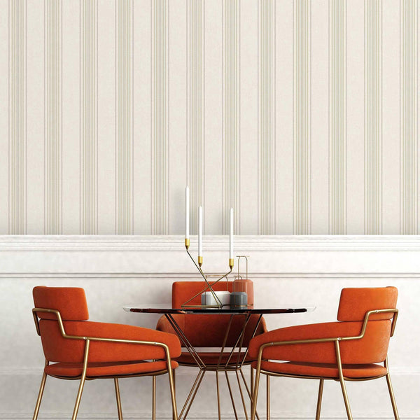 Large Striped Embossed Wallpaper, Cream Shimmering Retro, Vintage, Art Deco, Mid-Century Stripe Decorative Pattern, Large 114 sq ft Roll - Adawall -Houston Wallpaper Store - Walcoverings, Curtains & Wall Panels