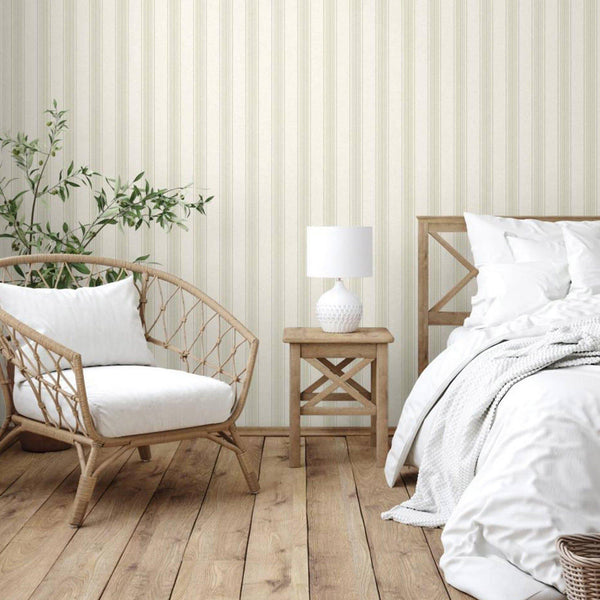 Large Striped Embossed Wallpaper, Cream Shimmering Retro, Vintage, Art Deco, Mid-Century Stripe Decorative Pattern, Large 114 sq ft Roll - Adawall -Houston Wallpaper Store - Walcoverings, Curtains & Wall Panels