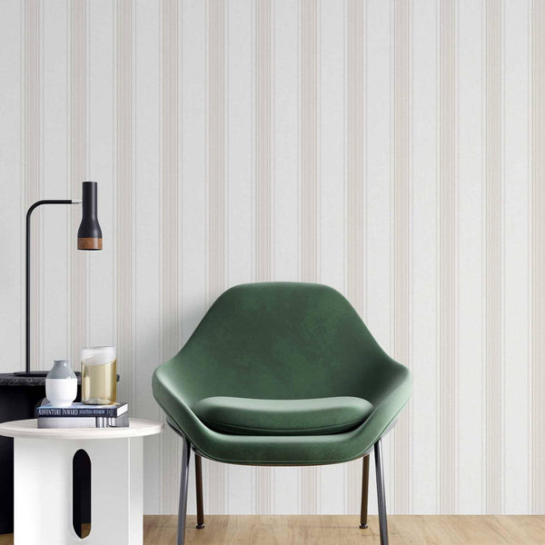 Large Striped Embossed Wallpaper, White Shimmering Retro, Vintage, Art Deco, Mid-Century Stripe Decorative Pattern, Large 114 sq ft Roll - Adawall -Houston Wallpaper Store - Walcoverings, Curtains & Wall Panels
