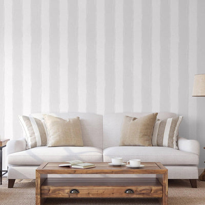 Large Striped Wallpaper, Rich Textured Wallcovering, Traditional, White Light Color, Extra Large 114 sq ft Roll, Washable Modern Wall Paper - Adawall -Houston Wallpaper Store - Walcoverings, Curtains & Wall Panels