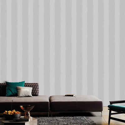 Large Striped Wallpaper, Rich Textured Wallcovering, Traditional, White Light Color, Extra Large 114 sq ft Roll, Washable Modern Wall Paper - Adawall -Houston Wallpaper Store - Walcoverings, Curtains & Wall Panels