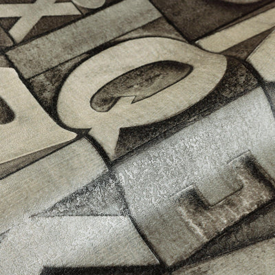 Letters Wallpaper, Rich Textured Wallcovering, Traditional, Gray Light Colors, Extra Large 114 sq ft Roll, Washable, Alphabet Wallpaper - Adawall -Houston Wallpaper Store - Walcoverings, Curtains & Wall Panels