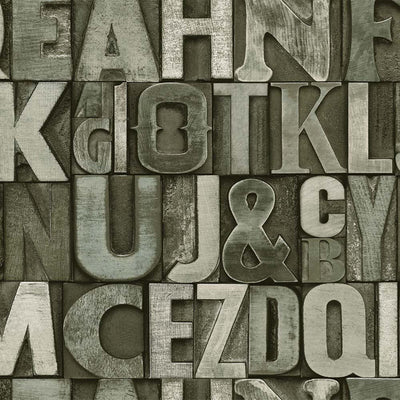 Letters Wallpaper, Rich Textured Wallcovering, Traditional, Gray Light Colors, Extra Large 114 sq ft Roll, Washable, Alphabet Wallpaper - Adawall -Houston Wallpaper Store - Walcoverings, Curtains & Wall Panels