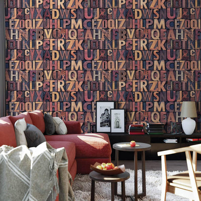 Letters Wallpaper, Rich Textured Wallcovering, Traditional, Red Yellow, Extra Large 114 sq ft Roll, Washable, Alphabet Wallpaper, Sturdy - Adawall -Houston Wallpaper Store - Walcoverings, Curtains & Wall Panels