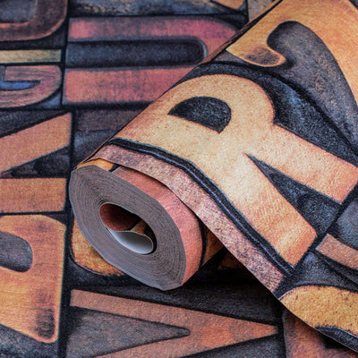 Letters Wallpaper, Rich Textured Wallcovering, Traditional, Red Yellow, Extra Large 114 sq ft Roll, Washable, Alphabet Wallpaper, Sturdy - Adawall -Houston Wallpaper Store - Walcoverings, Curtains & Wall Panels