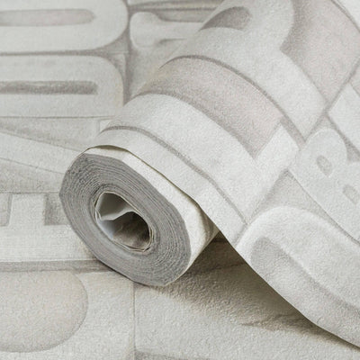 Letters Wallpaper, Rich Textured Wallcovering, Traditional, White Light Color, Extra Large 114 sq ft Roll, Washable, Alphabet Wallpaper - Adawall -Houston Wallpaper Store - Walcoverings, Curtains & Wall Panels
