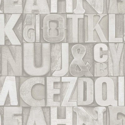 Letters Wallpaper, Rich Textured Wallcovering, Traditional, White Light Color, Extra Large 114 sq ft Roll, Washable, Alphabet Wallpaper - Adawall -Houston Wallpaper Store - Walcoverings, Curtains & Wall Panels