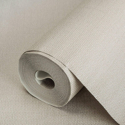 Light Beige Chevron Wallpaper, Textured Modern Fabric Like Wallcovering, Solid Neutral Colors - Adawall -Houston Wallpaper Store - Walcoverings, Curtains & Wall Panels