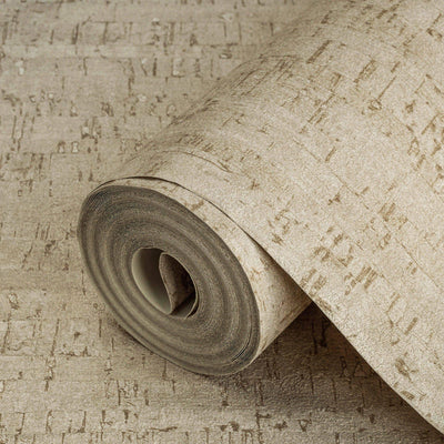 Light Beige Cork Textured Wallpaper, Wood Tree Bark Grain Design Stylish Realistic Wallcovering - Adawall -Houston Wallpaper Store - Walcoverings, Curtains & Wall Panels