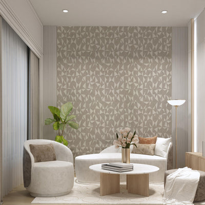 Light Beige Geometric Triangle Wallpaper, 3D Embossed Shiny Wallcovering, Abstract Pattern, Home Commercial Use - Adawall -Houston Wallpaper Store - Walcoverings, Curtains & Wall Panels