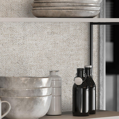 Light Beige ,Gray Sprakling Linen Texture Textured Wallpaper, Classical Woven Fabric Decorative Wallcovering - Adawall -Houston Wallpaper Store - Walcoverings, Curtains & Wall Panels