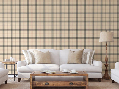 Light Beige Large Plaid Textured Wallpaper, Tartan Fabric Pattern Classical Modern Non-Pasted Wallcovering - Adawall -Houston Wallpaper Store - Walcoverings, Curtains & Wall Panels