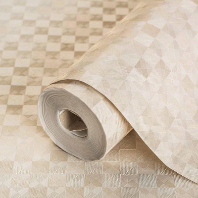 Light Beige Solid Color Square Pattern Wallpaper, 3D Embossed Glossy Sleek Checkered Geometric Wall Paper - Adawall -Houston Wallpaper Store - Walcoverings, Curtains & Wall Panels